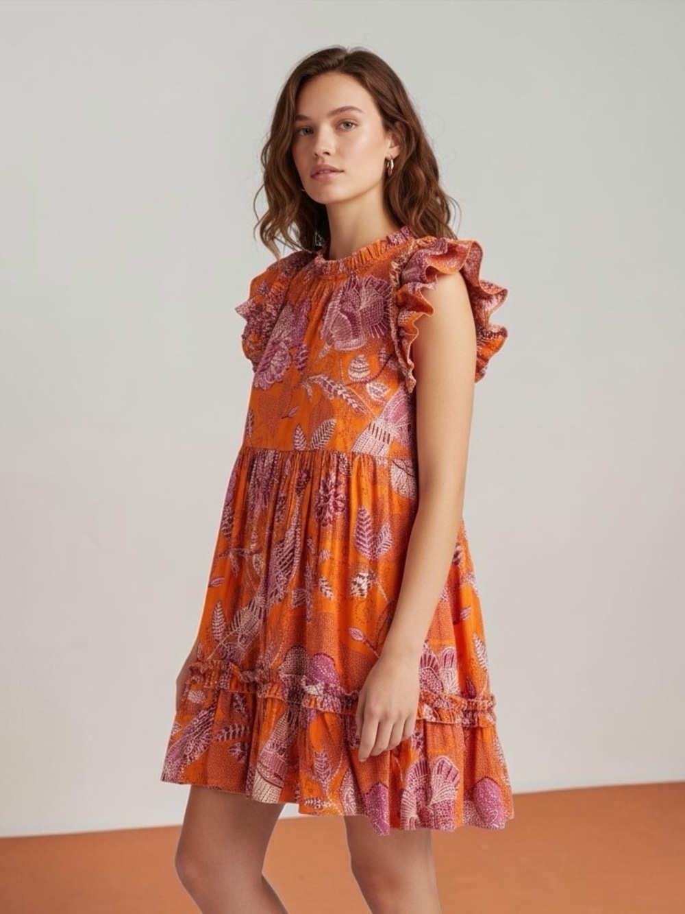 HOUSE OF HARLOW 1960 Women’s Tribal Floral Ruffle Flutter Dress Size Medium